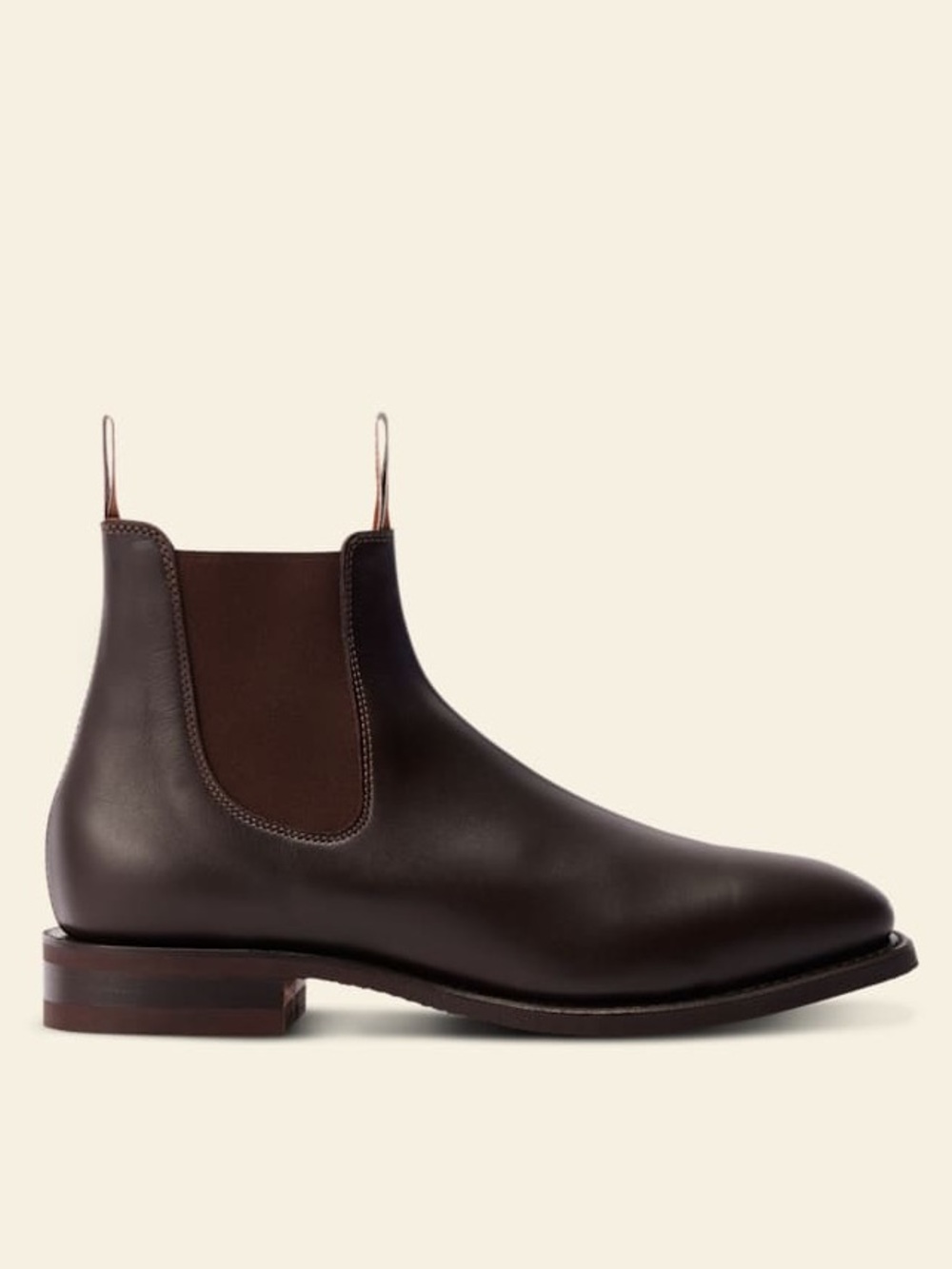 R.M. Williams Craftsmen Chelsea Boot in Dark Brown Chestnut Yearling Leather 7.5